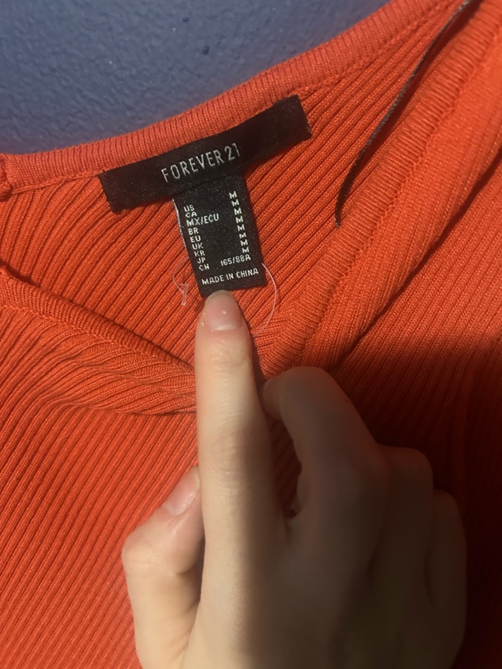 Forever 21 Ribbed V-Neck Long Sleeve Top - Orange - Picture 3 of 5